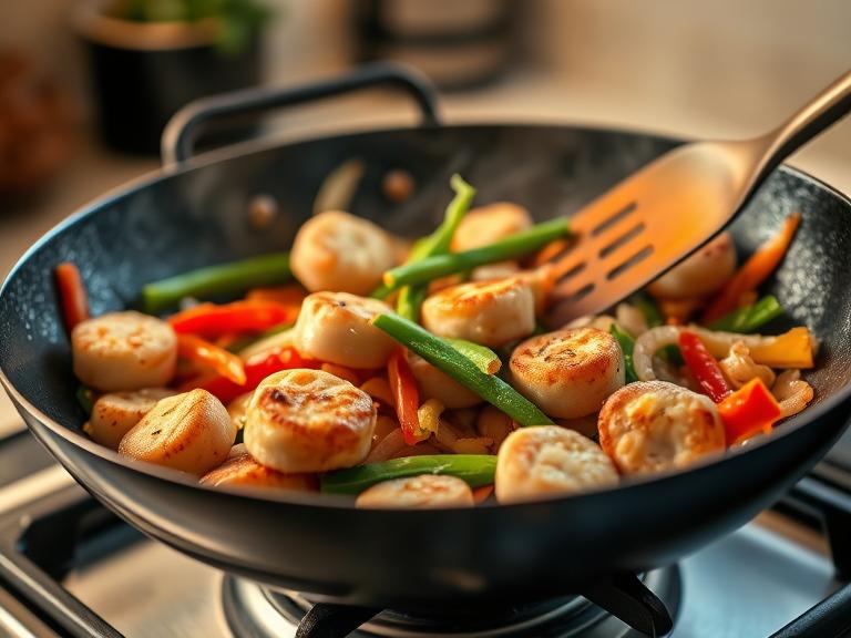 fishcakes and scallops stir fry recipe