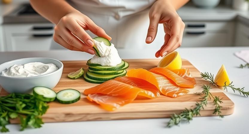 chatelaine smoked salmon roll on cucumber recipe
