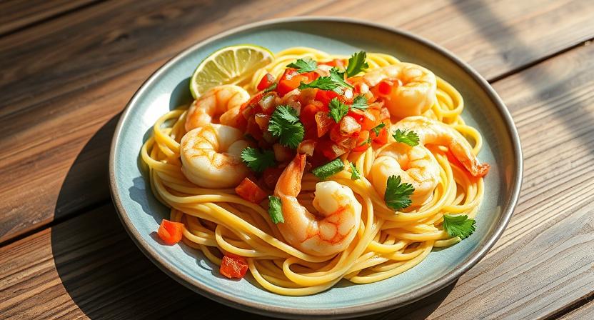 creamy shrimp and pasta recipes with pico de gallo recipe