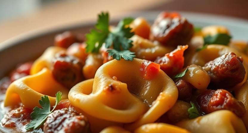 Cheesesteak Tortellini in Rich