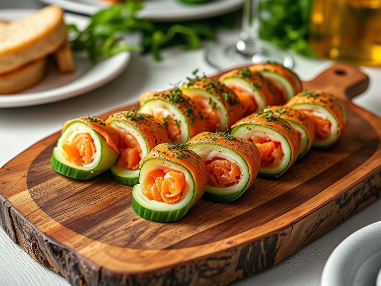 chatelaine smoked salmon roll on cucumber recipe